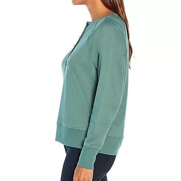 NWT GREEN GAP HENLEY BUTTON FRONT SWEATSHIRT - LARGE - Picture 4 of 10